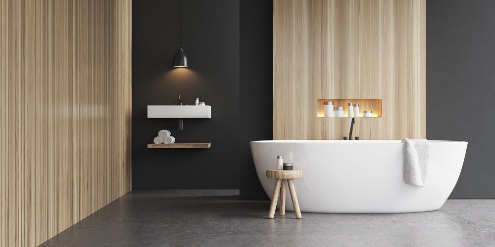 Revêtement de sol pour la salle de bain en Béton ciré
