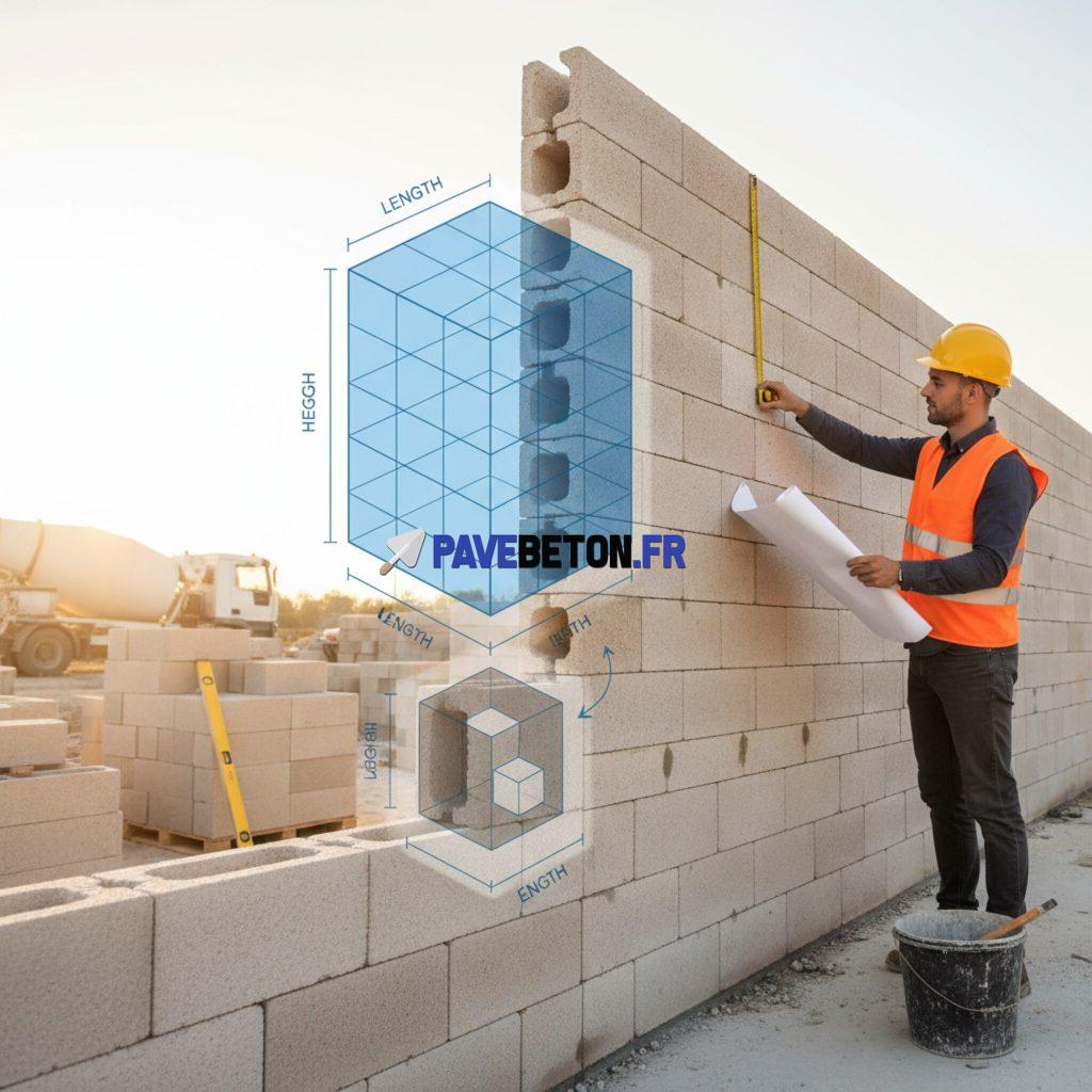 Comment calculer le volume de béton pour un mur en blocs à bancher?