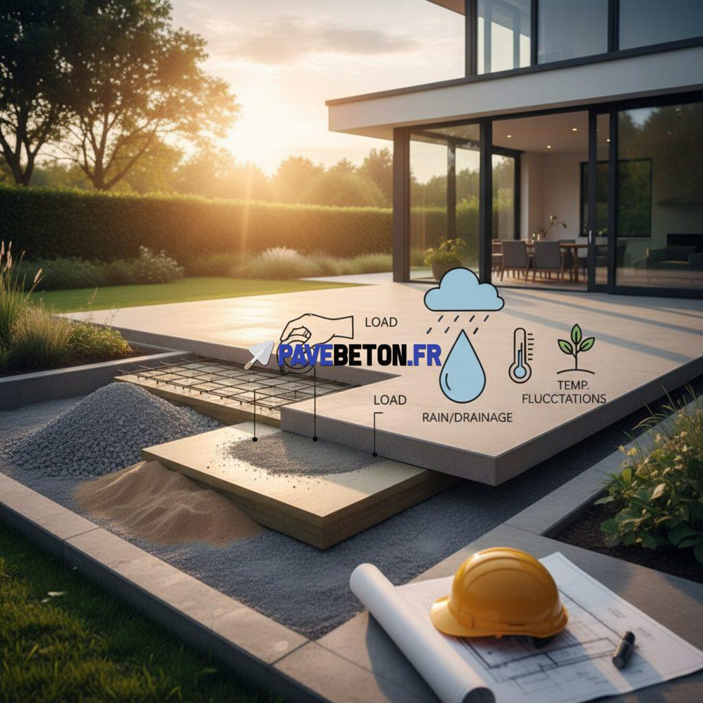 Comment choisir l’épaisseur d’une dalle en béton pour une terrasse extérieure?