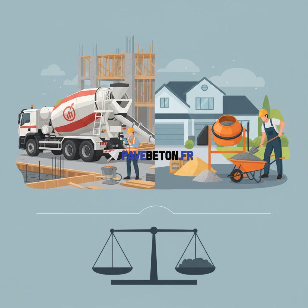Comment comparer le prix du béton entre une toupie et une bétonnière?