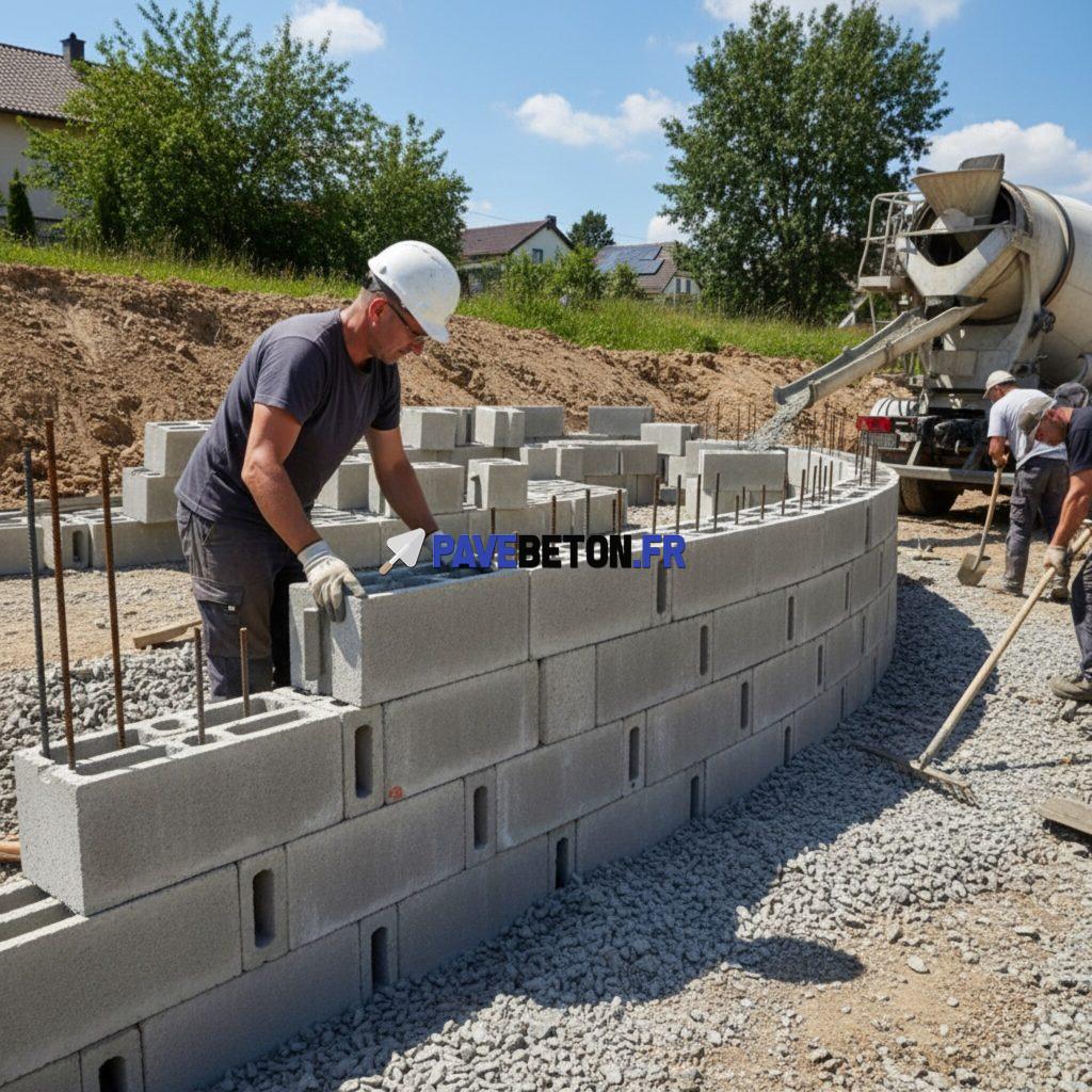 Comment construire un mur de soutènement avec des blocs à bancher?