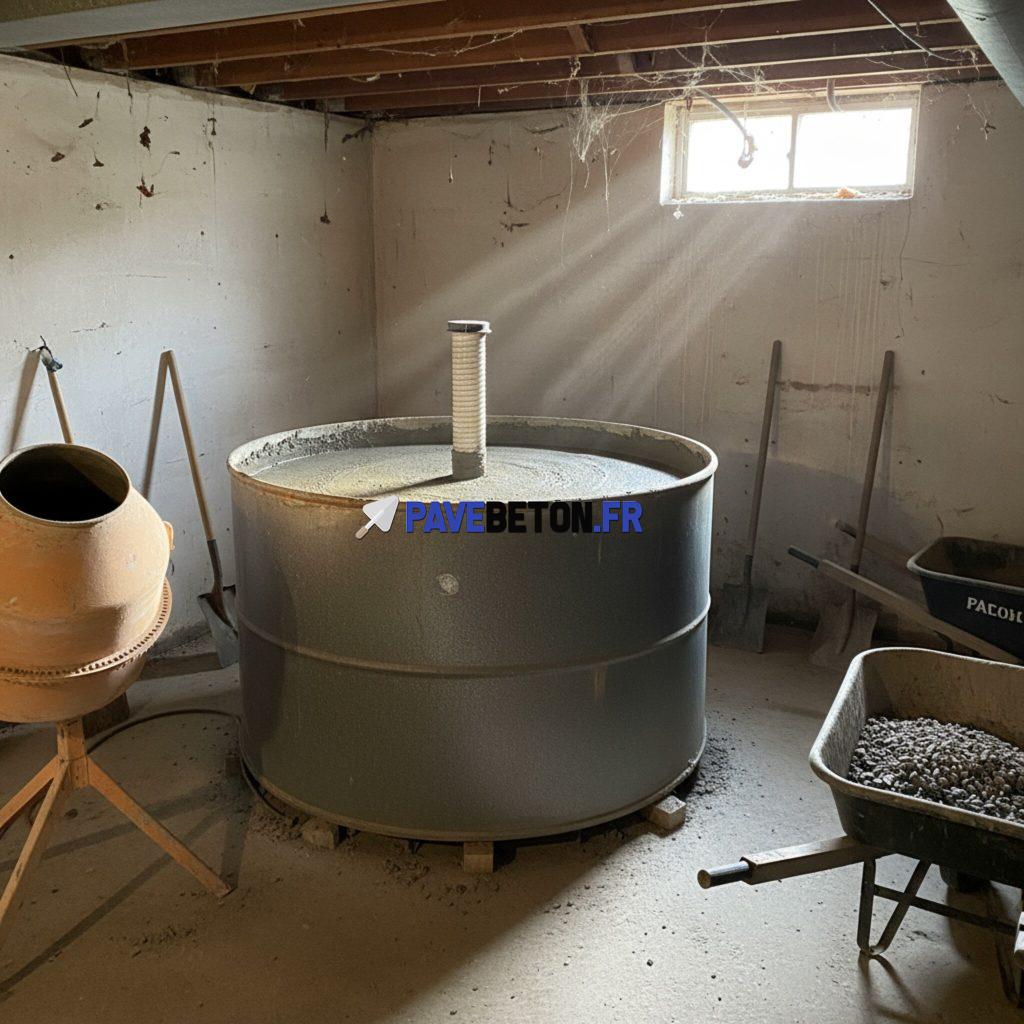 Comment neutraliser une cuve à fioul avec du béton?