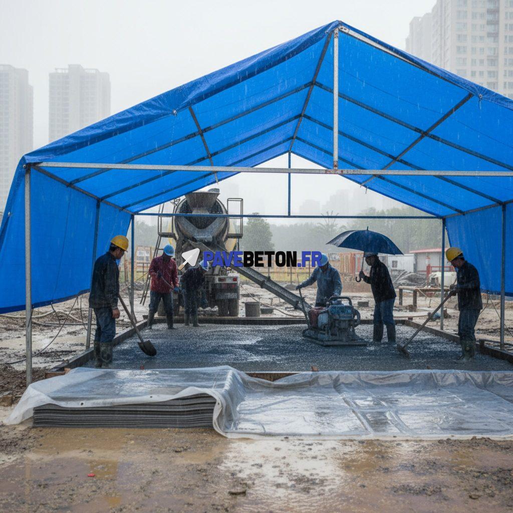 Quelles précautions prendre pour couler du béton sous la pluie?