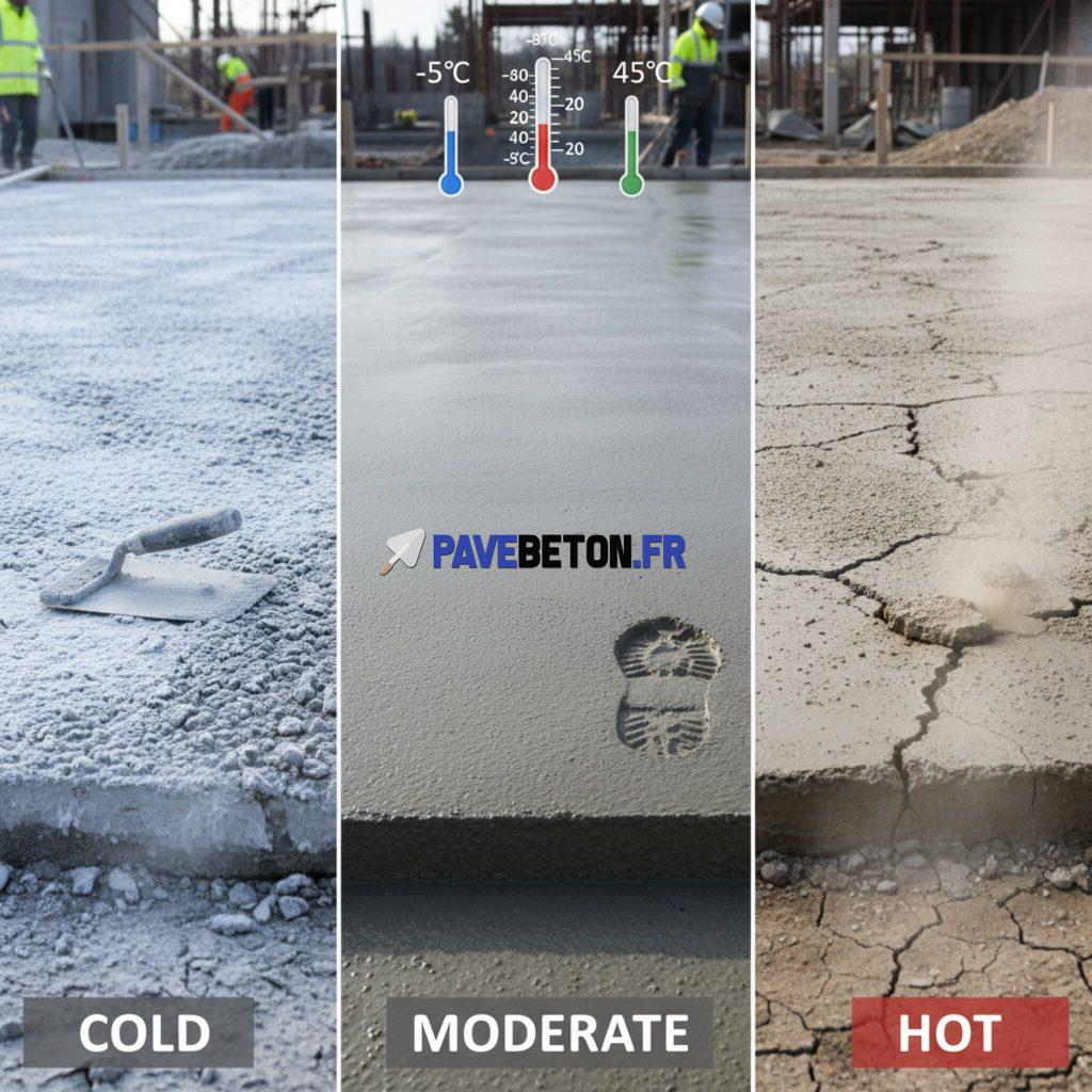 Quels sont les impacts de la température sur la prise du béton?