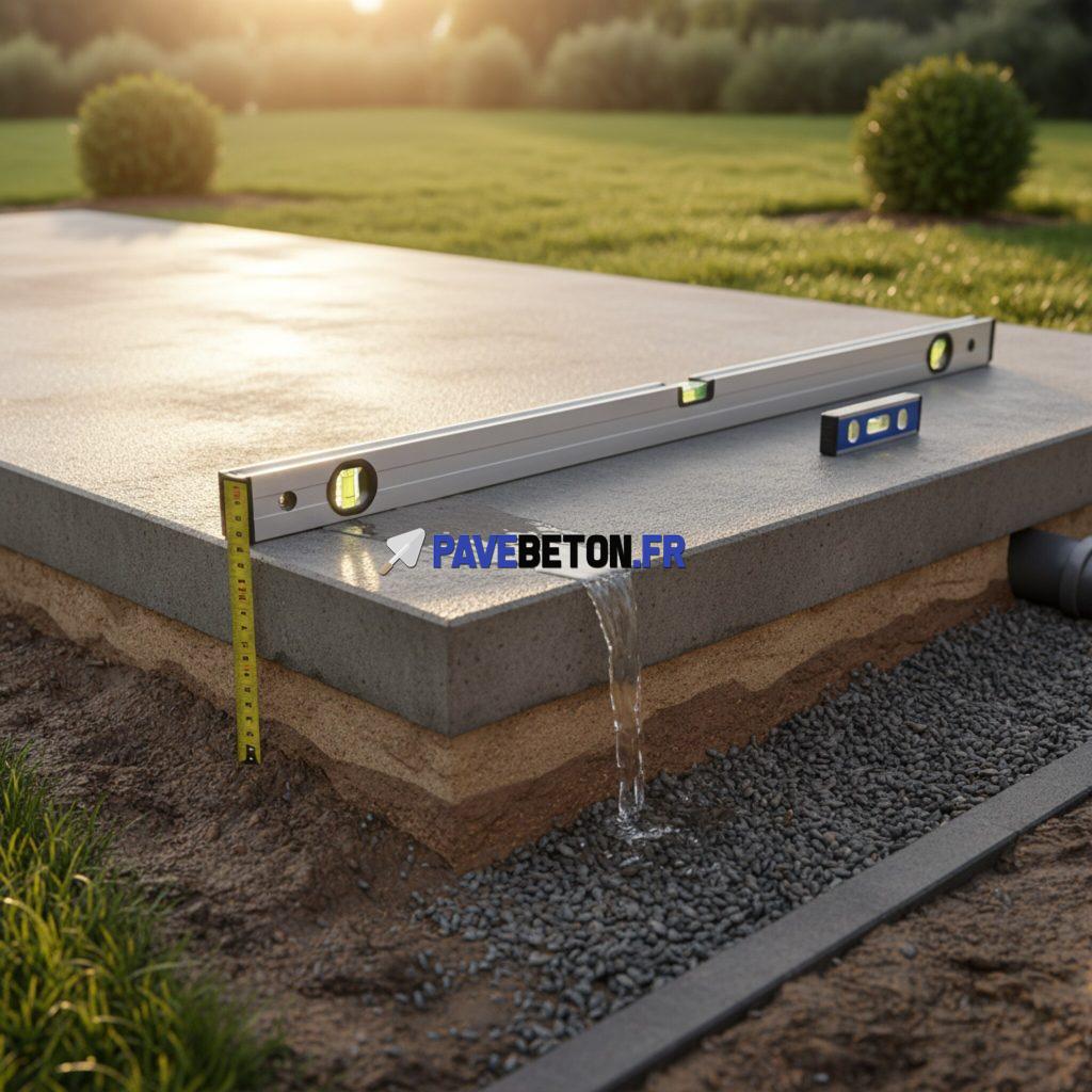 Comment calculer la pente adéquate pour une dalle en béton extérieure?
