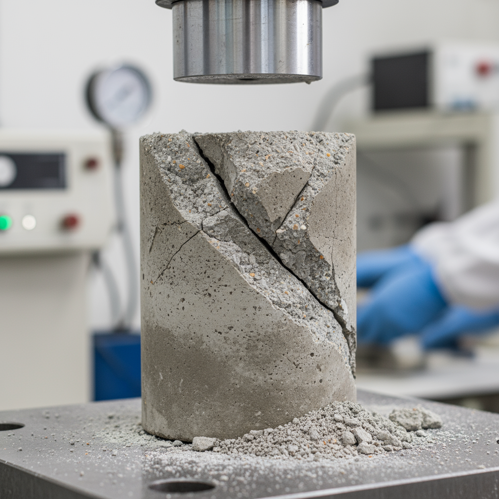 Comment interpréter un test de compression sur un échantillon de béton?