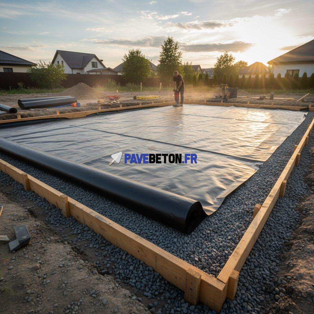 Comment poser une barrière anti-humidité sous une dalle en béton?