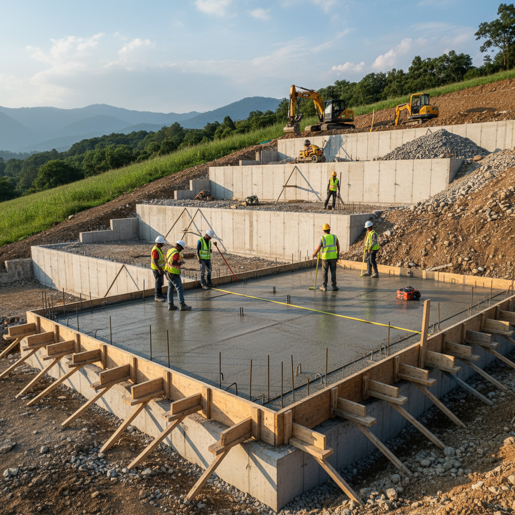 Comment réaliser une dalle en béton sur un terrain en pente?