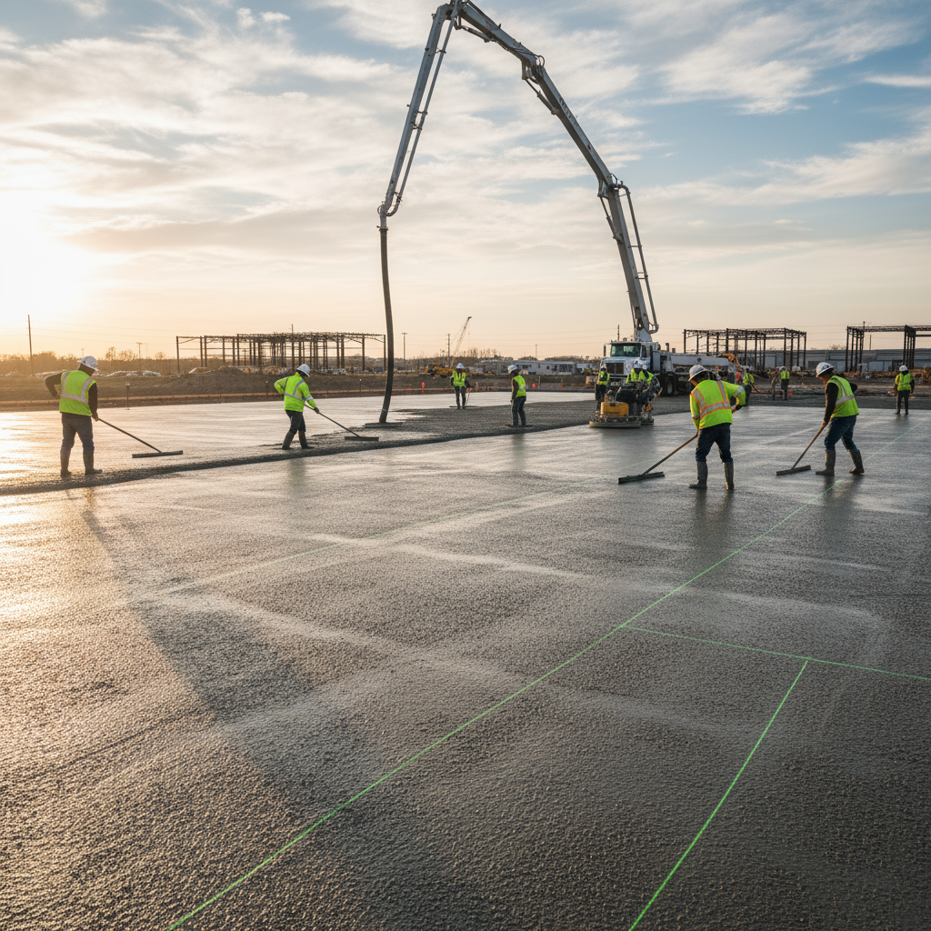 Comment répartir uniformément le béton lors d’une coulée sur une grande surface?