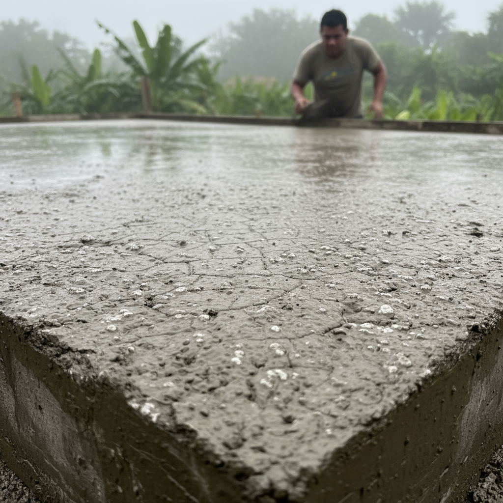 Quels sont les effets de l’humidité excessive sur le béton fraîchement coulé?