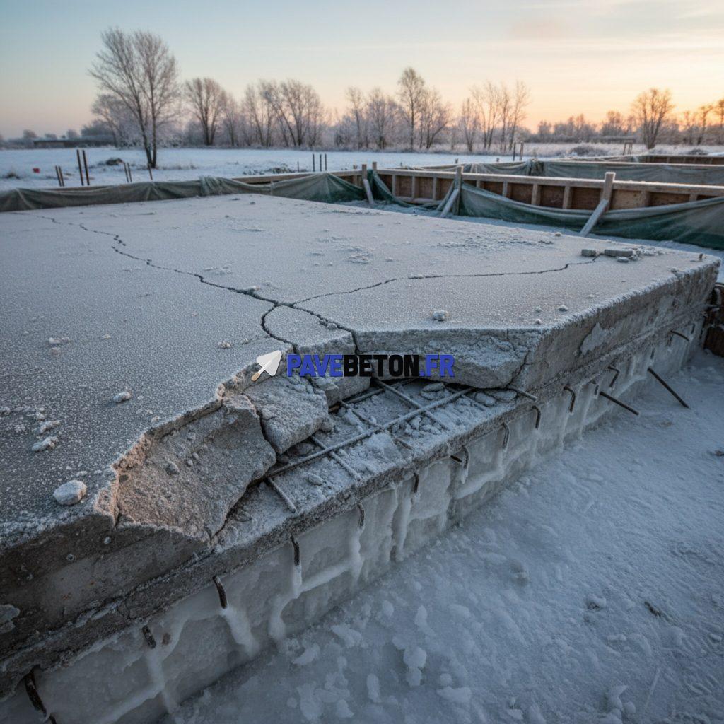 Quels sont les risques de gel pour un béton fraîchement coulé?