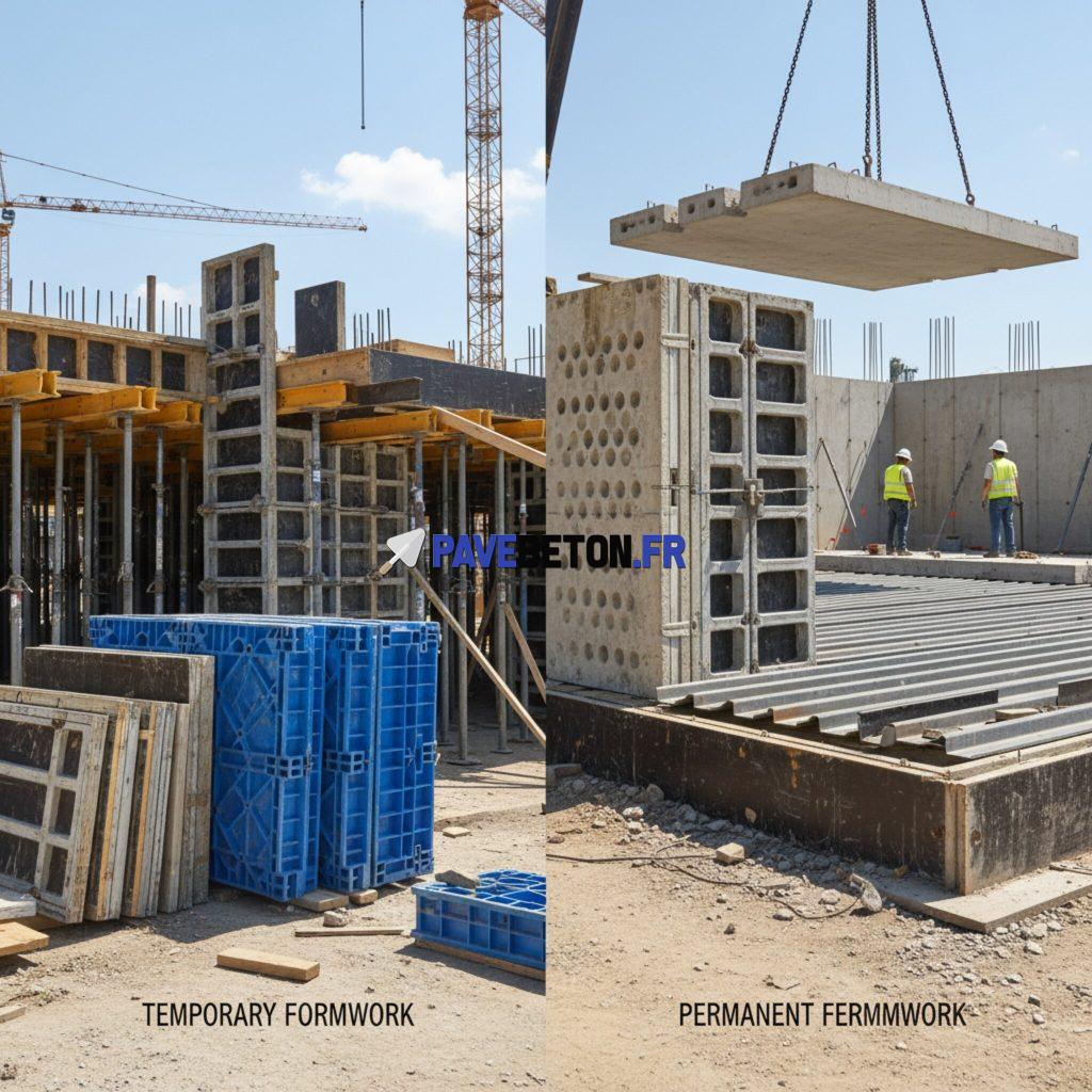 Quels sont les types de coffrages temporaires et permanents?