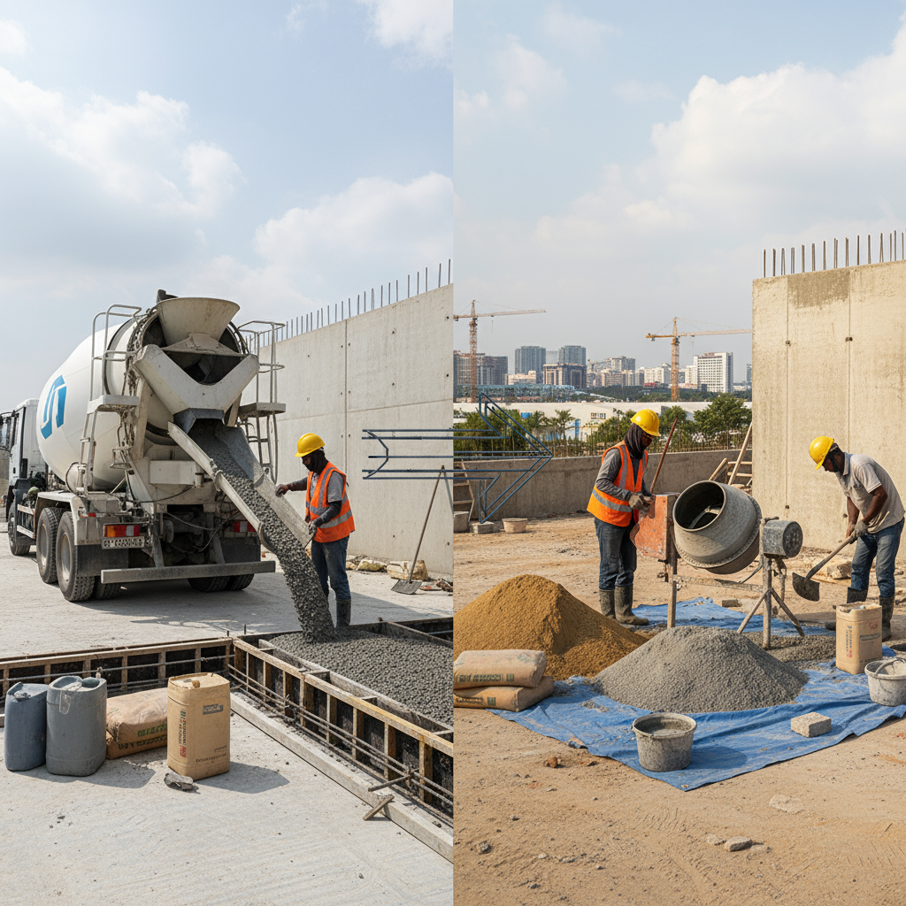 Comment choisir entre le béton prêt à l'emploi et la préparation sur chantier?