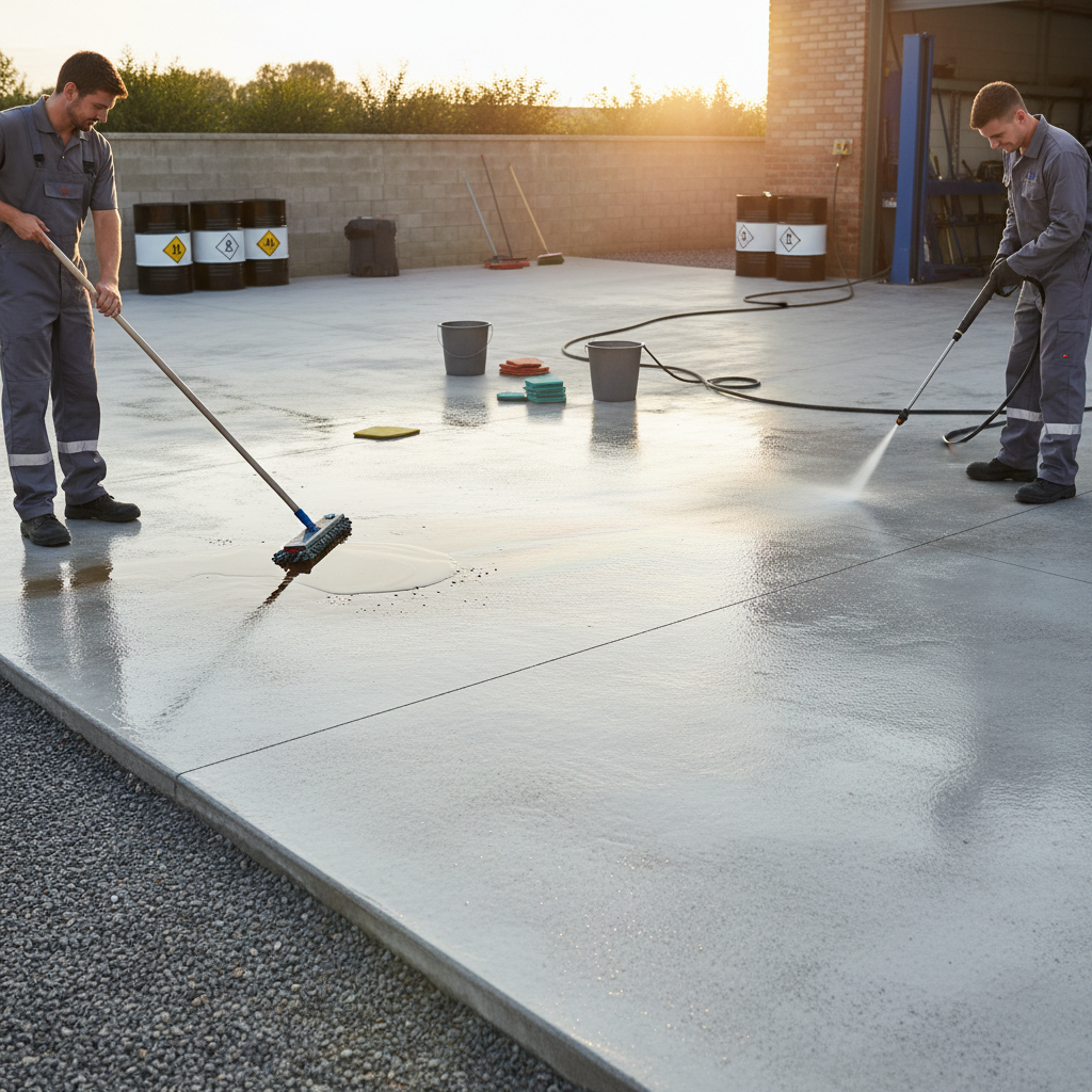 Comment entretenir une dalle en béton exposée aux huiles et hydrocarbures?