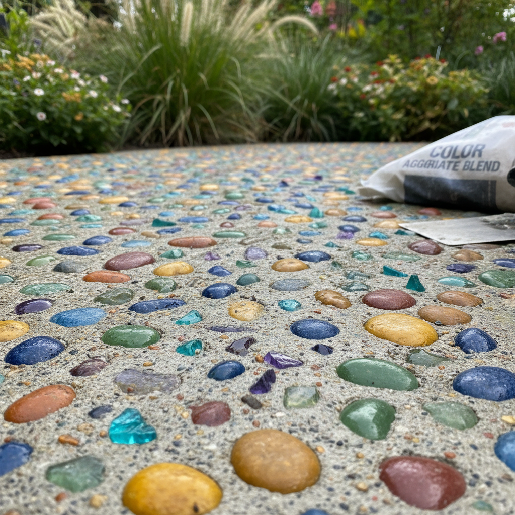 Comment réaliser un béton décoratif avec des granulats colorés?