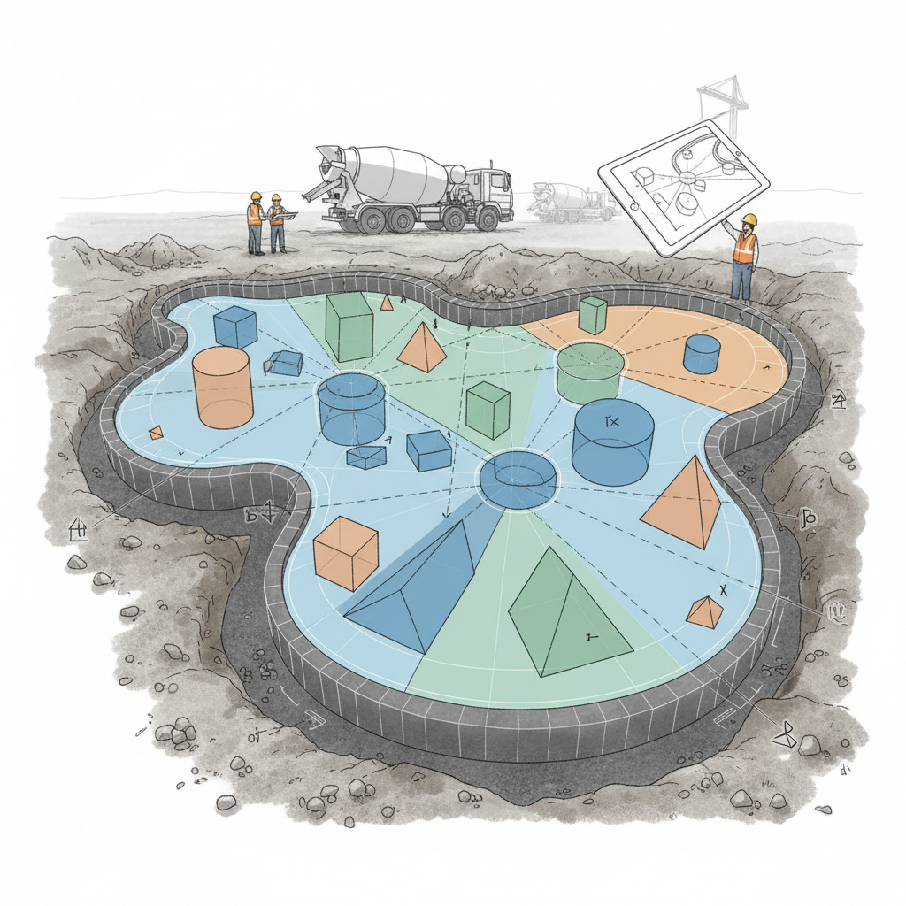 Comment calculer le volume exact de béton pour une forme irrégulière?