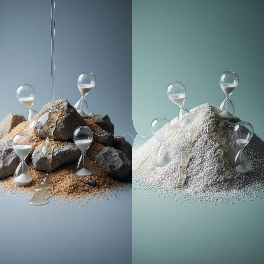 Quels sont les impacts de la granulométrie des matériaux sur le temps de prise?