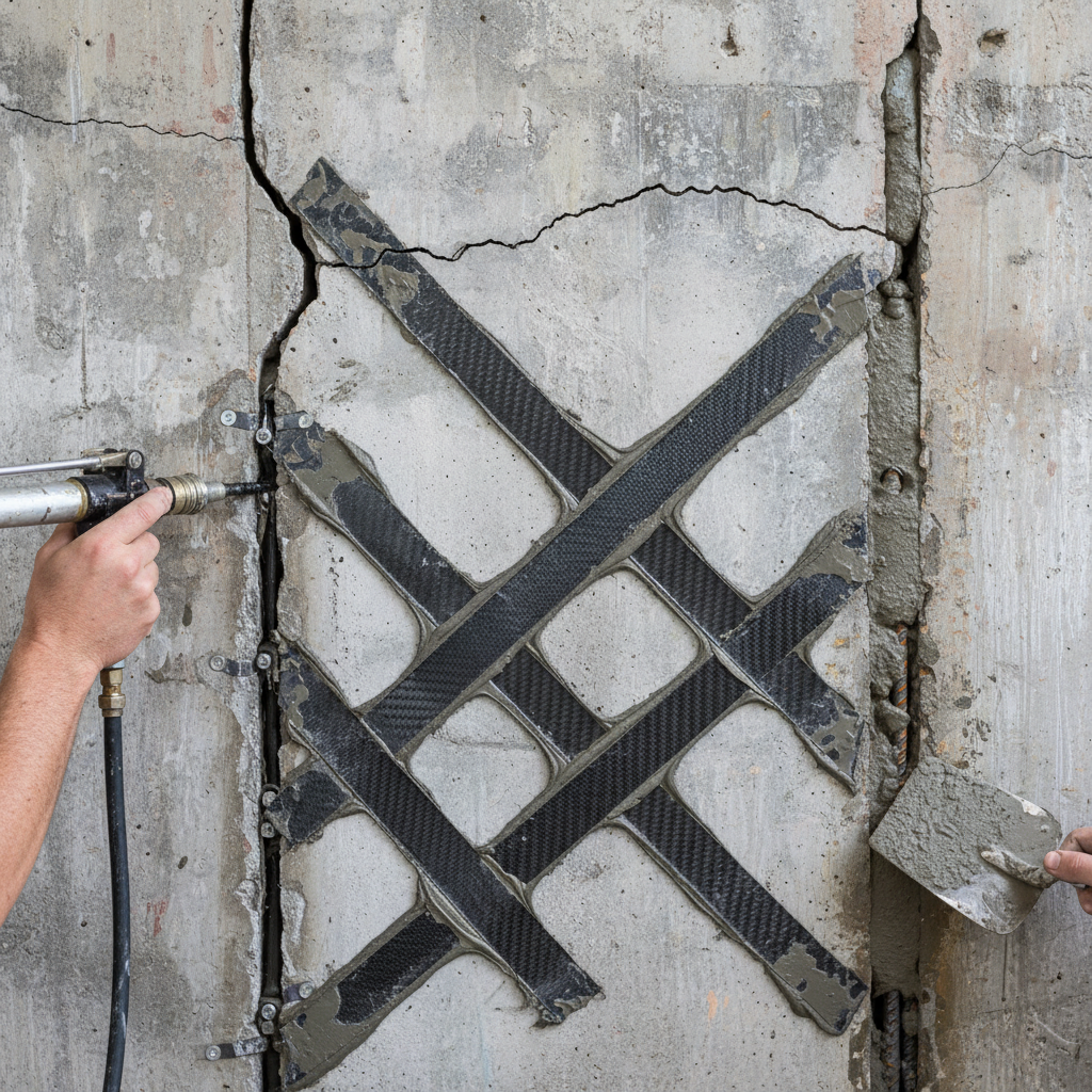 Quelles sont les méthodes pour réparer un béton fissuré structurellement?